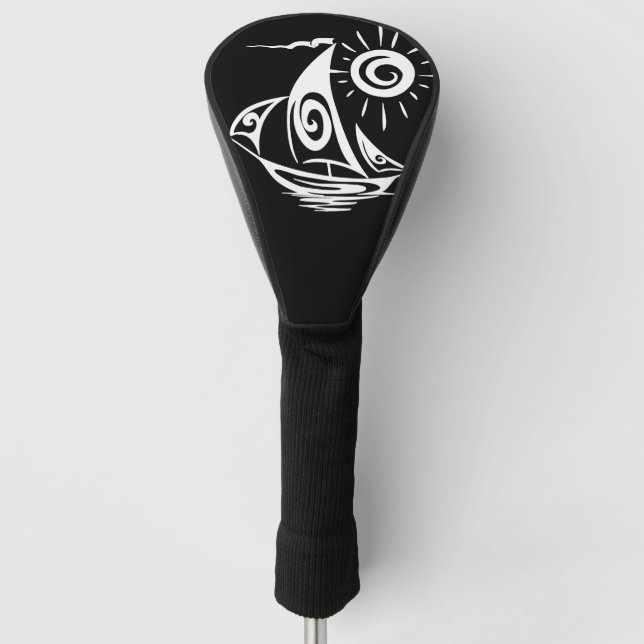 Whimsical Lazy Sailboat Golf Head Cover (Front)