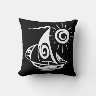 Whimsical Lazy Sailboat Throw Pillow