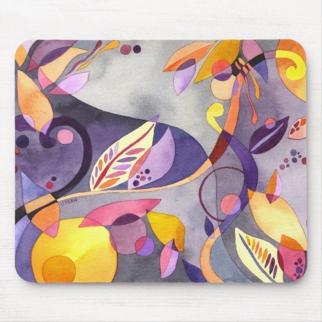 Whimsical Leaves Mouse Pad (Front)