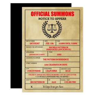 Whimsical Legal Subpoena Party Invitations