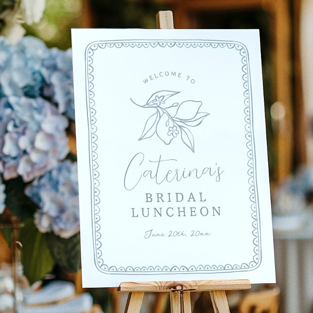 Whimsical Lemon | Blue Bridal Shower Welcome Sign (Creator Uploaded)
