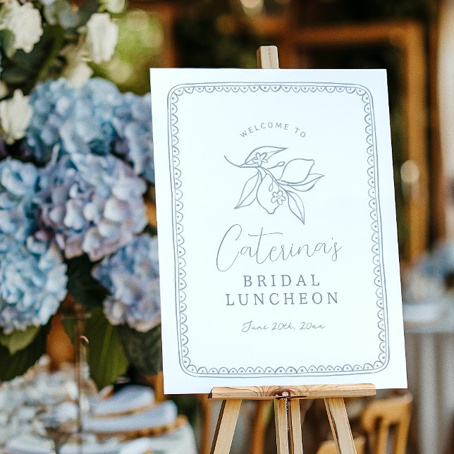 Whimsical Lemon | Blue Bridal Shower Welcome Sign (Creator Uploaded)