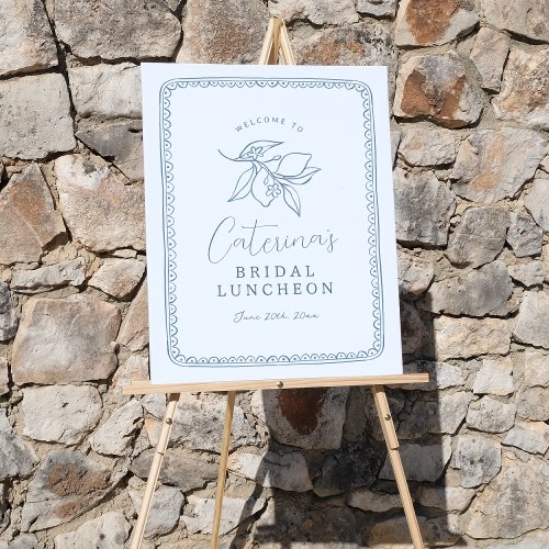 Whimsical Lemon  Blue Bridal Shower Welcome Sign