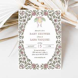 Whimsical Lemon Floral Preppy Coquette Baby Shower Invitation