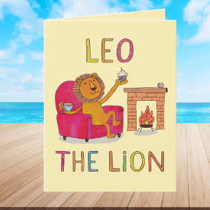 Whimsical Leo the Lion Zodiac Astrology Birthday o Letterpress Thank You Card