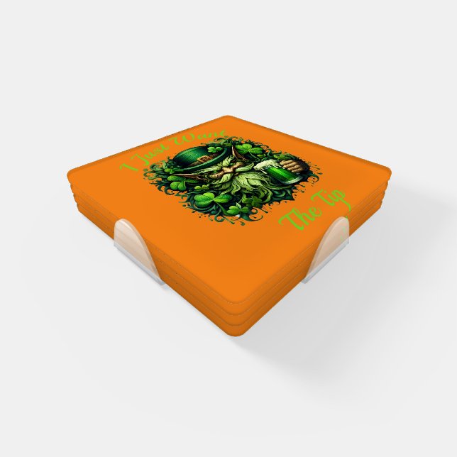 Whimsical Leprechaun Drinking A Frothy Beer Coaster Set (Set)