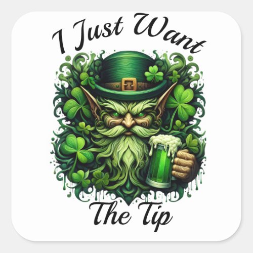 Whimsical Leprechaun Drinking A Frothy Beer Square Sticker