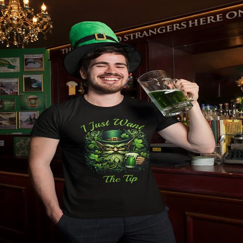 Whimsical Leprechaun Drinking A Frothy Beer T_Shirt