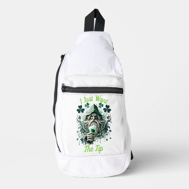 Whimsical Leprechaun Savoring A Brew Sling Bag (Front)