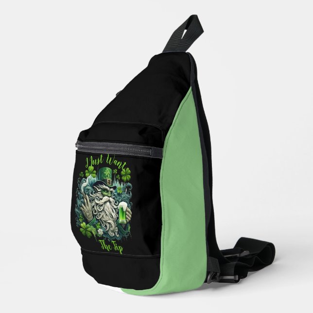 Whimsical Leprechaun Savoring A Cold One Sling Bag (Right Corner)