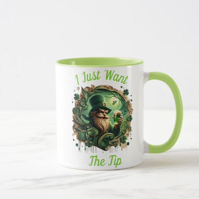 Whimsical Leprechaun Savoring A Pint Mug (Right)