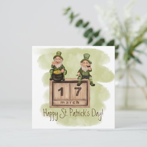 Whimsical Leprechauns St Patricks Day Flat Card