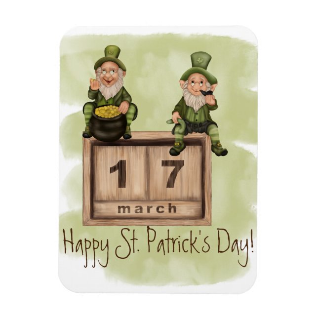 Whimsical Leprechauns St. Patrick's Day Magnet (Vertical)