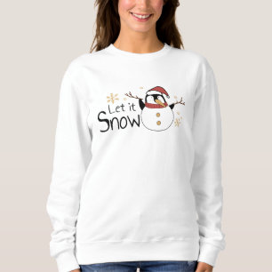Whimsical Let It Snow Penguin Snowman   Christmas Sweatshirt