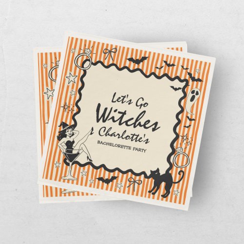 Whimsical Let's Go Witches Halloween Bachelorette Napkins