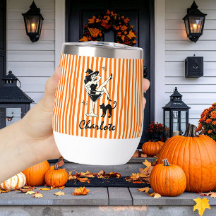 Whimsical Let's Go Witches Halloween Bachelorette Thermal Wine Tumbler