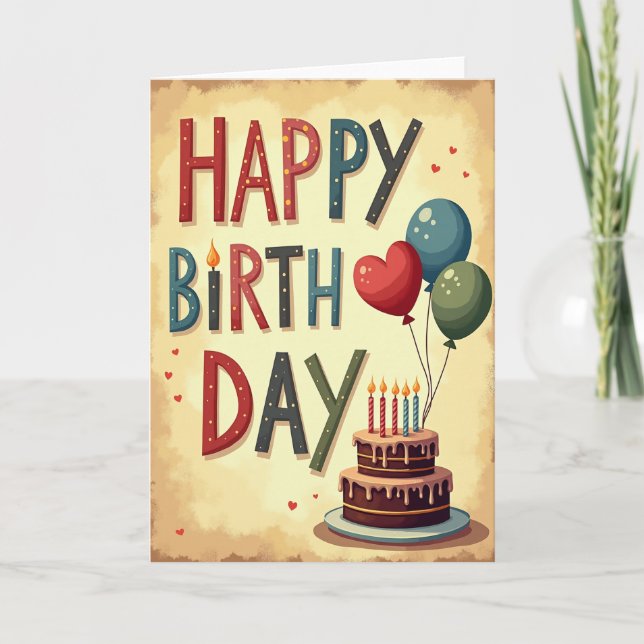 Whimsical Letter Birthday Card (Front)
