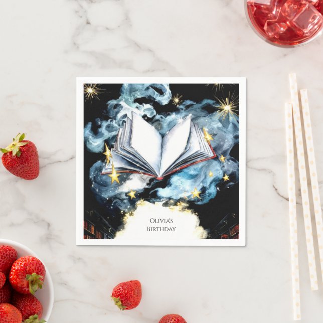  Whimsical Library Magical Storybook Birthday Napkins (Insitu)