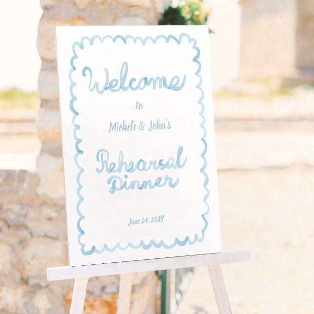 Whimsical Light Blue Rehearsal Dinner Welcome Foam Board (Creator Uploaded)