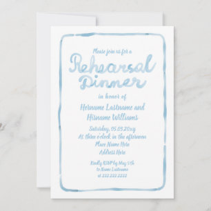 Whimsical Light Blue Simple Frame Rehearsal Dinner Invitation