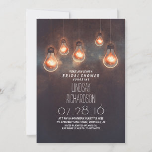 whimsical light bulbs romantic bridal shower invitation