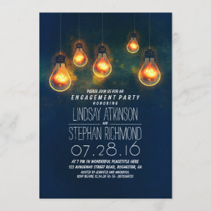 whimsical light bulbs romantic engagement party invitation