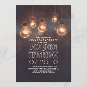 whimsical light bulbs romantic engagement party invitation