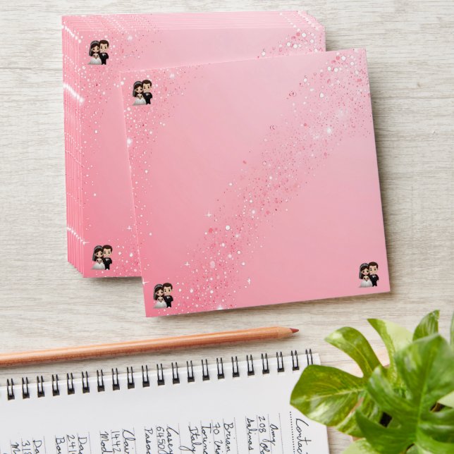 "Whimsical Light Pink Wedding Invitations Sparkles Envelope (Stacked)