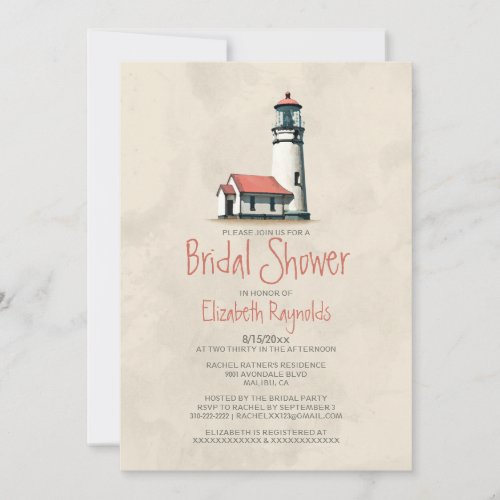Whimsical Lighthouse Bridal Shower Invitations