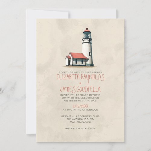 Whimsical Lighthouse Wedding Invitations