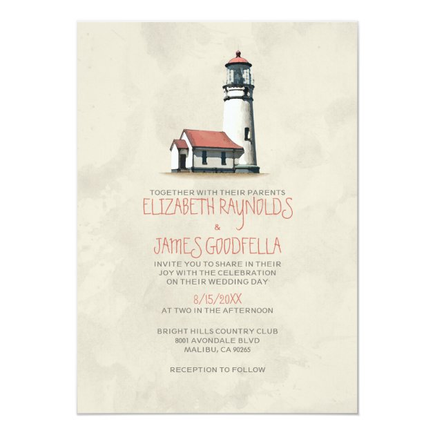 Whimsical Lighthouse Wedding Invitations