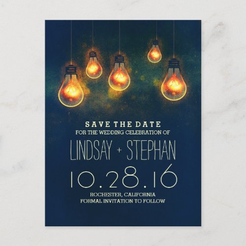 whimsical lights dreamy romantic save the date announcement postcard