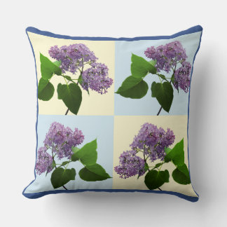 Whimsical Lilac Blossom Branch Collage Pattern Throw Pillow