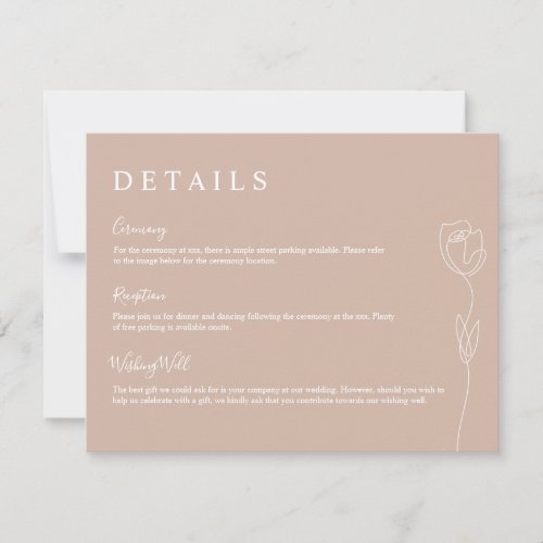 Whimsical Line Rose Detail Enclosure Card