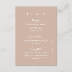 Whimsical Line Rose Details Enclosure Card