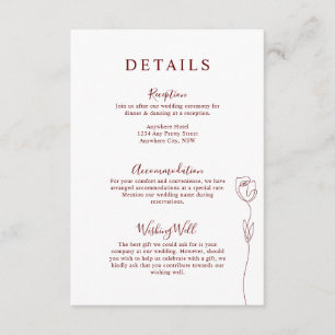 Whimsical Line Rose Details Enclosure Card