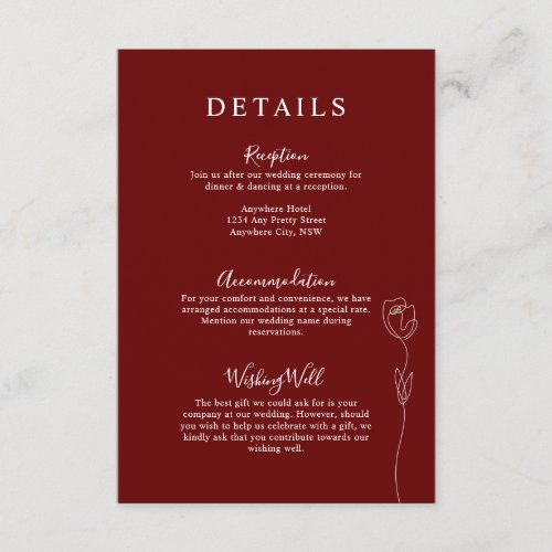 Whimsical Line Rose Details Enclosure Card