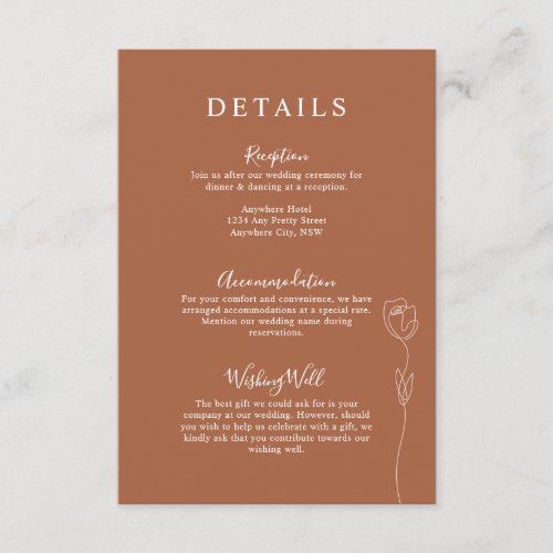 Whimsical Line Rose Details Enclosure Card