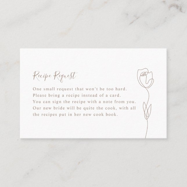 Whimsical Line Rose Recipe Request Card (Front)