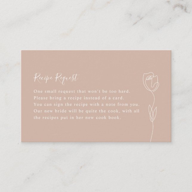 Whimsical Line Rose Recipe Request Card (Front)