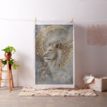Whimsical Lion &amp; Crescent Moon Ethereal Profile  Fabric