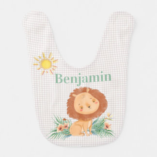 Whimsical Lion In Jungle Personalized      Baby Bib