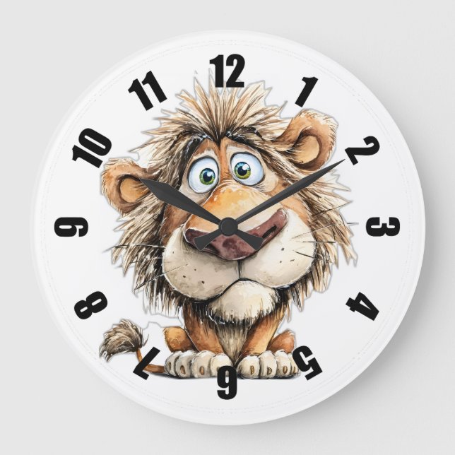 Whimsical lion large clock (Front)