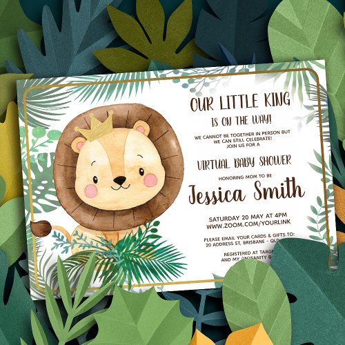 Whimsical Lion Themed Party  Virtual Baby Shower Invitation