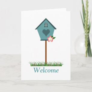 Whimsical Little Birdhouse Welcome Greeting Card