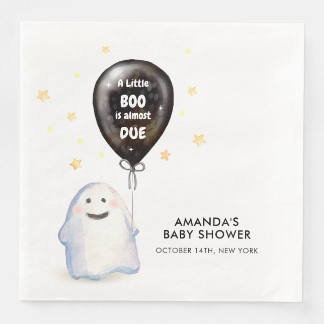 Whimsical Little Boo Balloon Baby Shower Paper Dinner Napkins (Front)