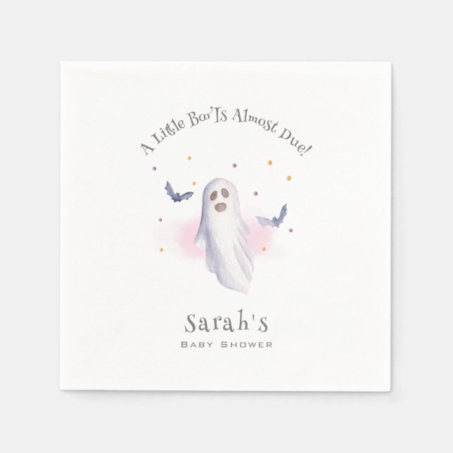 Whimsical Little Boo Halloween Baby Shower Napkins (Front)