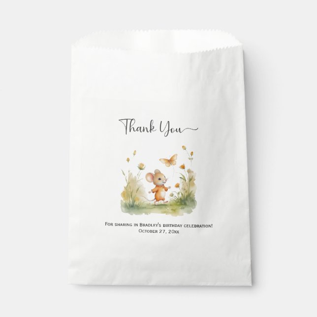 Whimsical Little Boy Mouse Birthday | Favor Bag (Front)