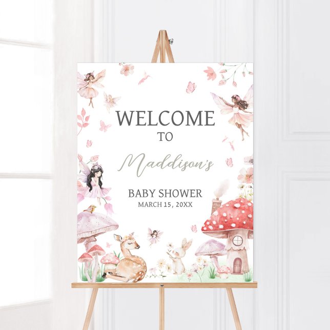 Whimsical Little Fairy Baby Shower Welcome Poster (Little Fairy Whimsical Baby Shower Welcome Sign)