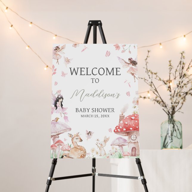 Whimsical Little Fairy Baby Shower Welcome Sign (In Situ (Stand))